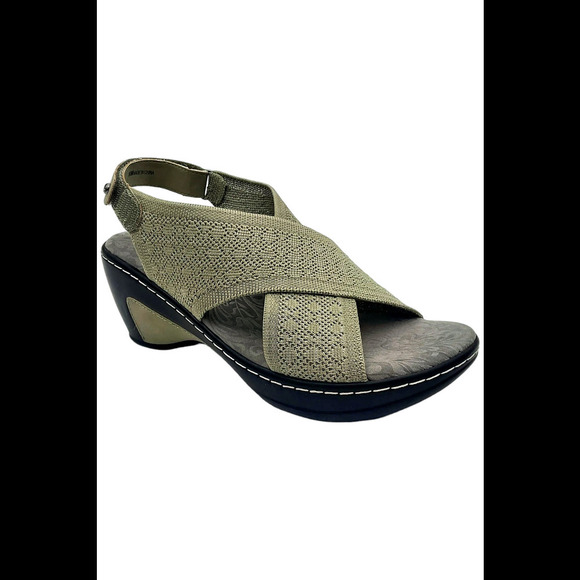 JBU by Jambu Shoes - JBU by Jambu Women's Alyssa Shimmer Knit Wedge Heel Sandal Sage - Medium